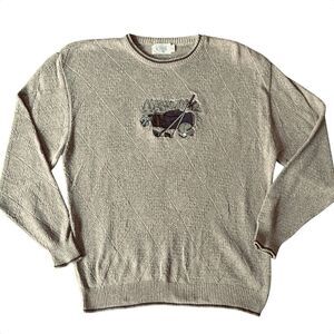 Vtg.‎ Embroidered Sweater Mens Sz L Frankenmuth Woolen Mills Golf Preppy USA